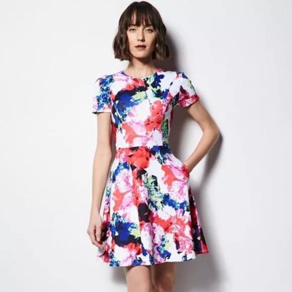 MILLY for DesigNation Floral Fit & Flare Dress
